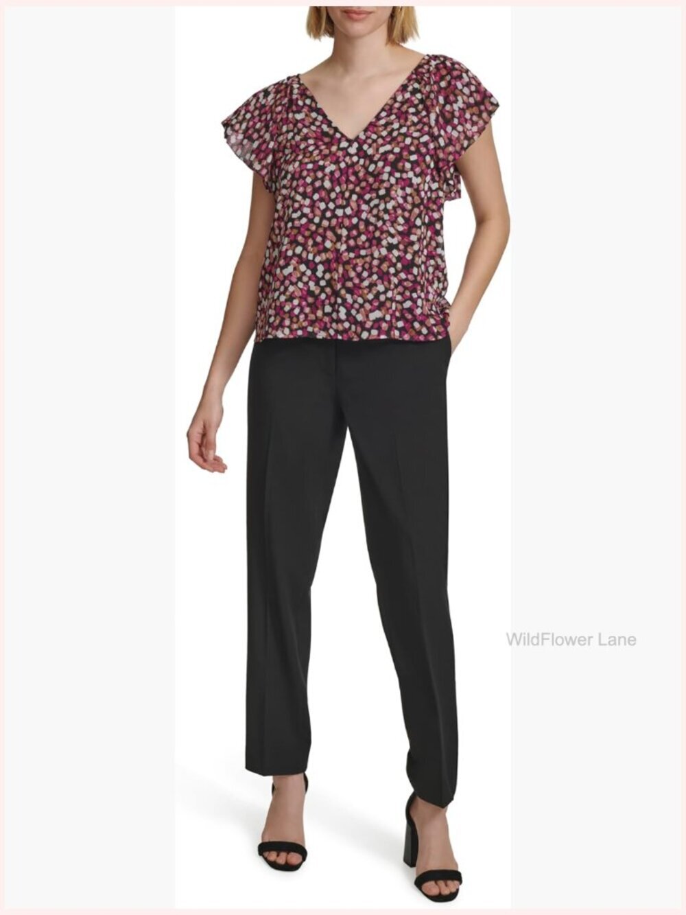 Sleeveless Ruffle Blouse Round Neck Tunic Top